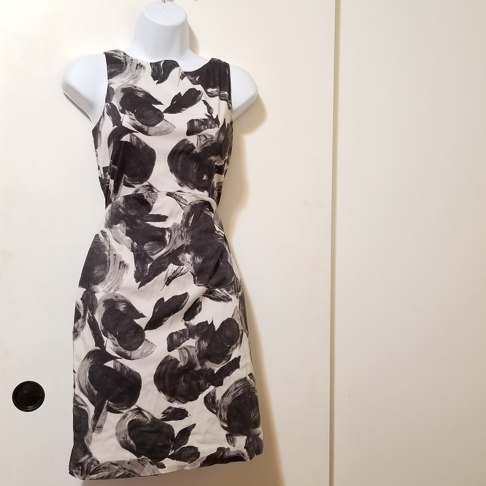 Ann Taylor Black and White Pink Dress